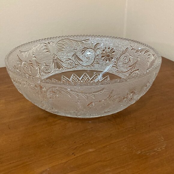 Vintage Anchor Hocking Sandwich Pattern Salad Bowl Clear - Picture 1 of 4